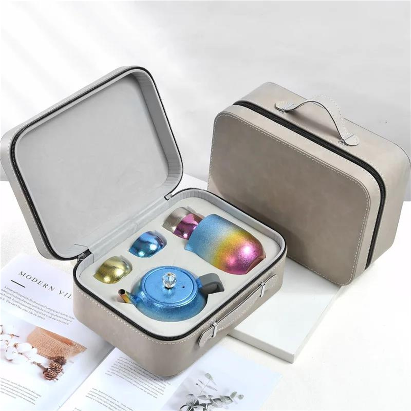 Titanium Tea Set Gift Box Outdoor Camping Camping Portable Travel ...