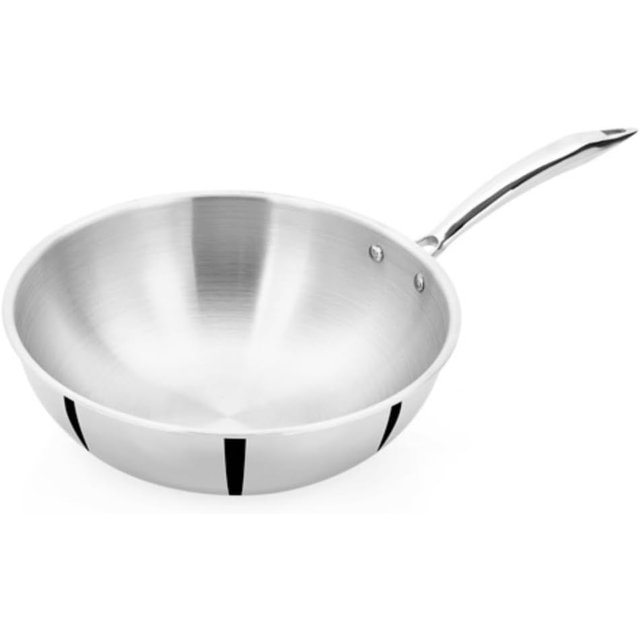 Titanium Triply Stainless Steel Wok, 26 cm Diameter, 3.30 Liter