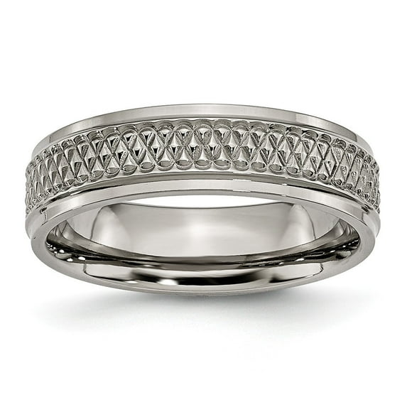 Titanium Weave Design 6mm Polished Band Ring - Size 11