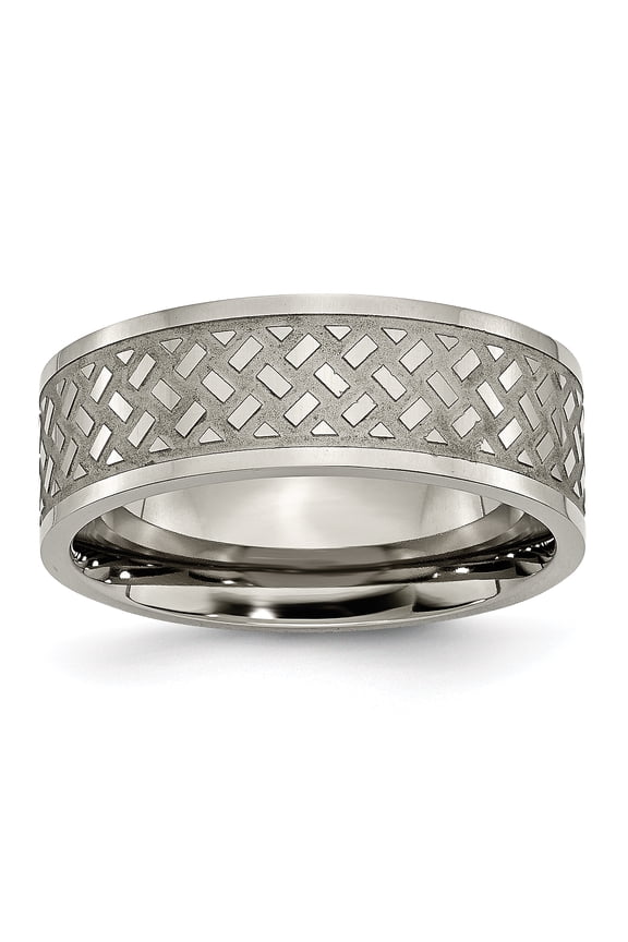 Titanium Weave Design 8mm Polished Band