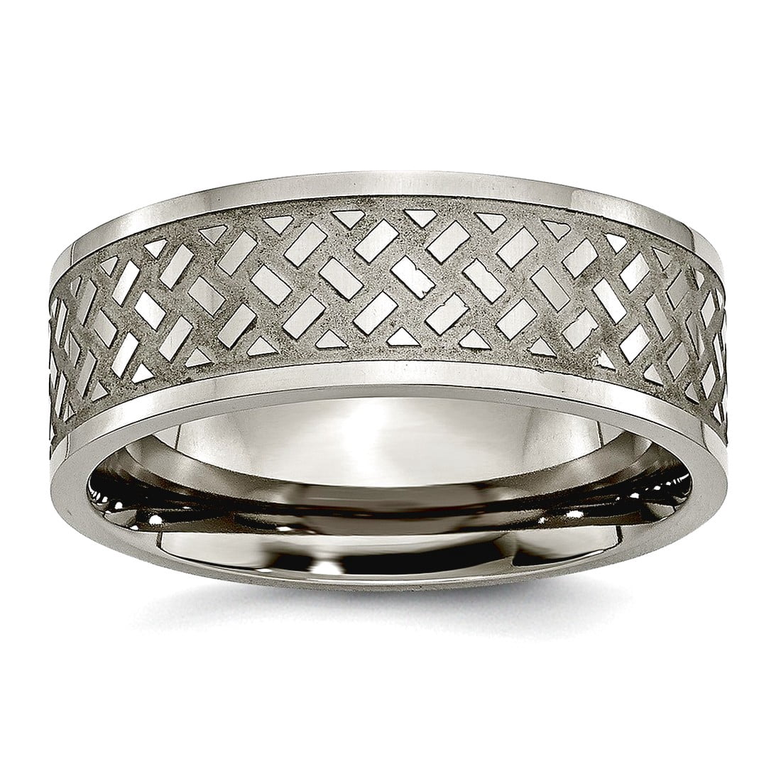 Titanium Weave Design 8mm Polished Band Ring Size 14 Ring for Women and Men