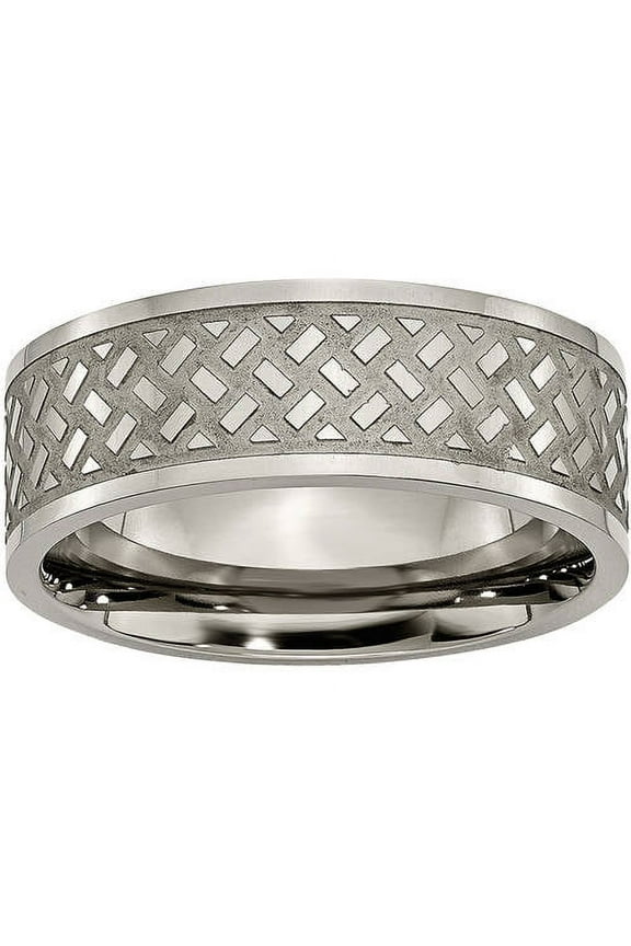 Titanium Weave Design 8mm Polished Band