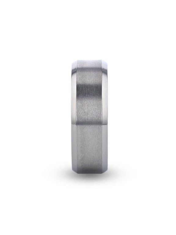 Titanium Wedding Band Ring-Brushed Center with Polished Beveled Edges, Flat Profile Comfort Fit-Available in 6mm-8mm