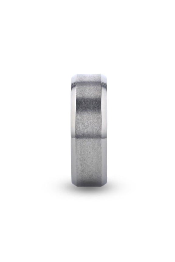 Titanium Wedding Band Ring-Brushed Center with Polished Beveled Edges, Flat Profile Comfort Fit-Available in 6mm-8mm