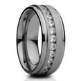 thumbnail image 1 of Titanium Wedding Ring,CZ Wedding Band,Anniversary Ring,Engagement Ring,8mm Wedding Ring,Silver Ring, 1 of 4