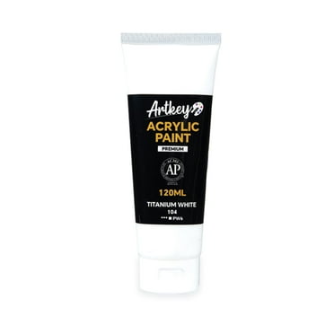 Artkey Acrylic Paint - Titanium White (120 ml/4.06 oz) Tubes, Rich & Vibrant Pigments, Professional Art Supplies for Canvas Wood Rock Clay Fabric