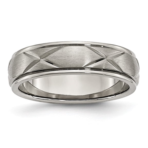 Titanium X-design 6mm Satin Band Ring - Size 6