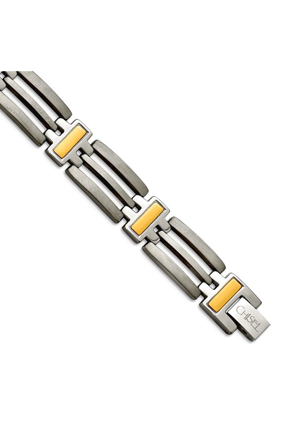 Titanium Yellow IP-Plated 8.5in Bracelet