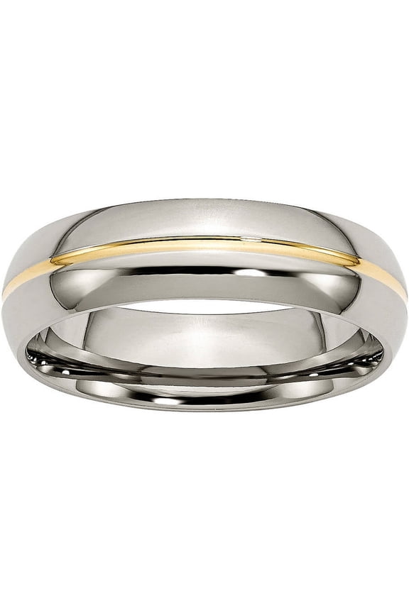 Titanium Yellow IP-plated Grooved 6mm Polished Band