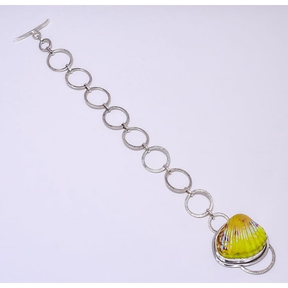 Titanium Yellow Nautilus Shell 925 Silver Plated Bracelet 7.99" B_9214_73_14, Valentine's Day Gift, Birthday Gift, Beautiful Jewelry For Woman & Girls