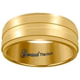 thumbnail image 1 of Titanium Yellow Tone Mens Grooved Center Ridged Edge Comfort-Fit Wedding Band 8mm Size 8 Wedding Band for Men, 1 of 2