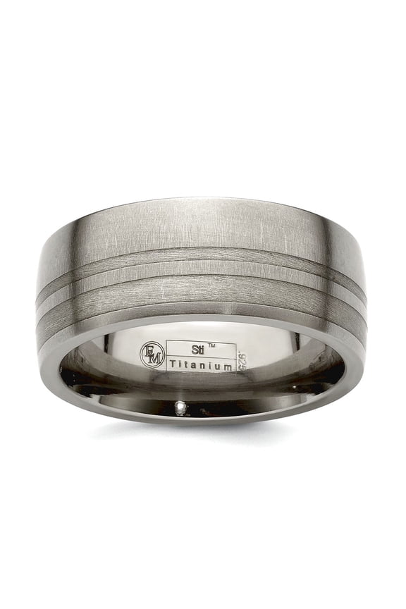 Titanium and Argentium 925 Sterling Silver Brushed 9mm Band Size 10 Ring for Women and Men