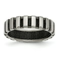 thumbnail image 1 of Titanium and Black Wire 6mm Polished Band Ring - Size 6.5, 1 of 2