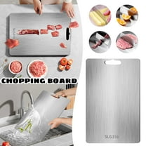 Titanium cutting board, stainless steel food grade cutting board, kitchen titanium cutting board, 9.8 * 5.9 inches, meat, fruit, vegetable cutting board, small size, silver
