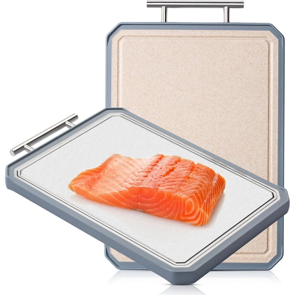 Titanium double-sided cutting board, kitchen titanium cutting board, large wheat straw cutting board for cutting meat, easy to clean, non-toxic, dishwasher safe (16 inches long x 11 inches wide)