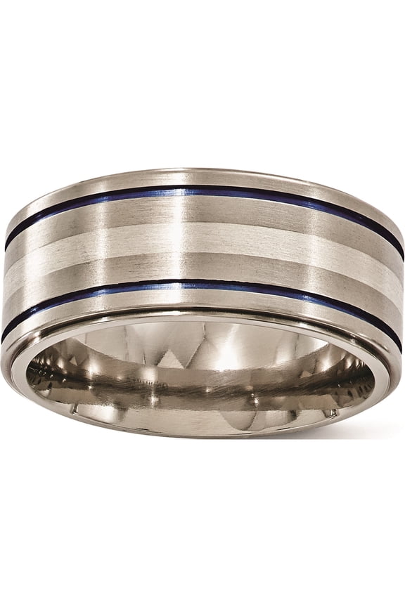 Titanium w/Argentium Sterling Silver Anodized 10mm Band