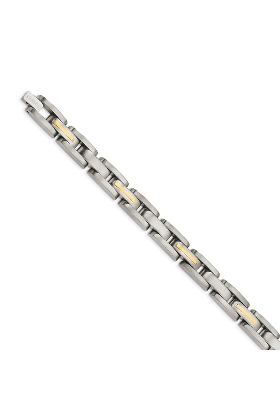 Titanium with 14k Yellow Inlay Accent Bracelet