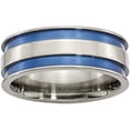 thumbnail image 1 of Titanium with Blue Double Groove 8.5mm Polished Band, 1 of 7