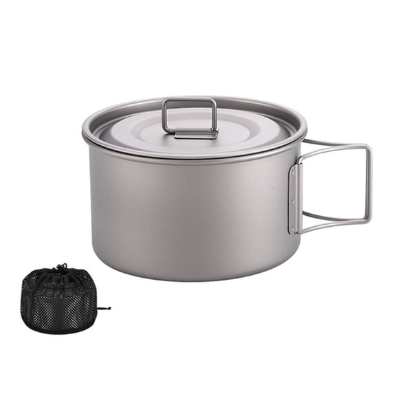 Titaniums Lunch Container Hygienic Outdoor Cooking Pot Camping Backpacking Traveling Cookware with Handle and Lid