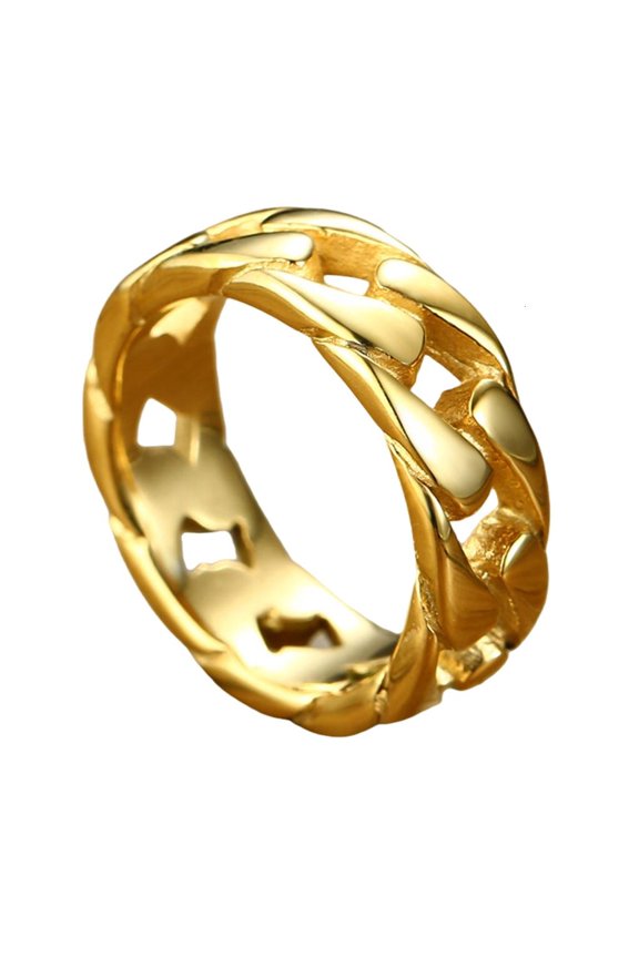Titaniums Steel Adjustable Chain Link Rings for Men Jewelry Sweat Resistant Designs Hollow Craftsmanship Unisex Sizing