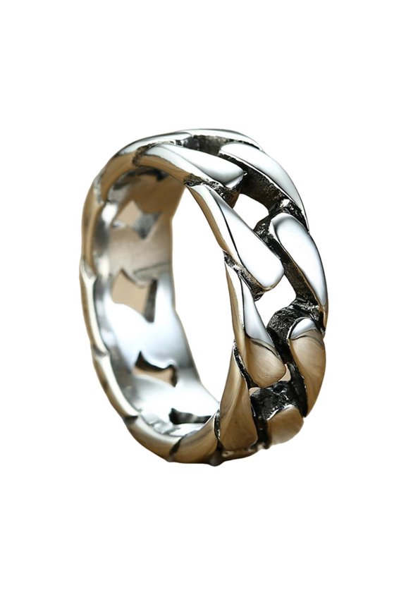 Titaniums Steel Adjustable Chain Link Rings for Men Jewelry Sweat Resistant Designs Hollow Craftsmanship Unisex Sizing