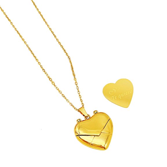 Titaniums Steel Necklace Engravable Heart Envelope Locket Pendant Choker Jewelry
