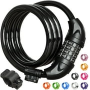 Titanker Bike Cable Lock, Bicycle Lock Cable 4 feet Coiled Secure Resettable Combination Bike Lock with Mounting Bracket 1/2 Inch