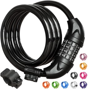 Titanker Bike Cable Lock, Bicycle Lock Cable 4 feet Coiled Secure Resettable Combination Bike Lock with Mounting Bracket 1/2 Inch