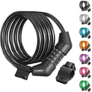 Titanker Kids Bike Lock Cable, 4feet Long Bicycle Cable Lock for Motorcycle, Ebike, Skateboards (Black, 5/16" Thick)