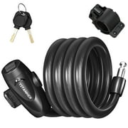 Titanker Bike Locks with Keys, Bike Lock Cable 4 Feet Coiled Secure Bike Cable Lock with Mounting Bracket, 1/2 Inch Diameter