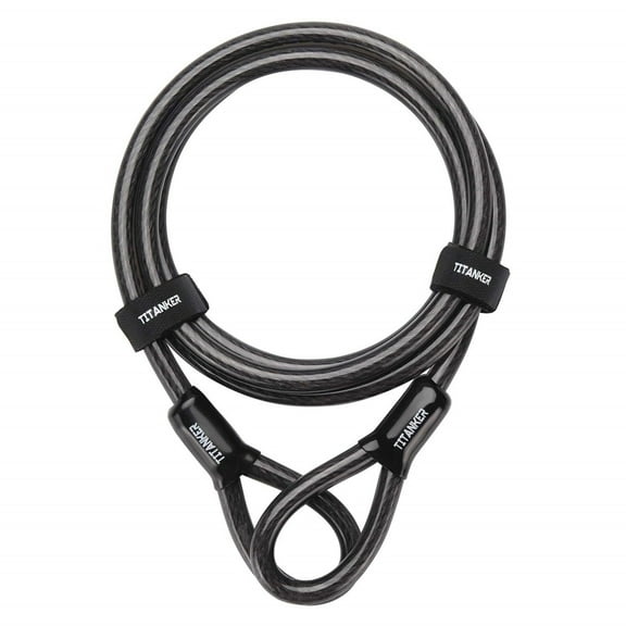 Titanker Bike Steel Cable, 12mm Thick Heavy Duty Security Vinyl Coated Flexible Steel Cable with Loop End (4ft, 7ft, 15ft, 30ft)