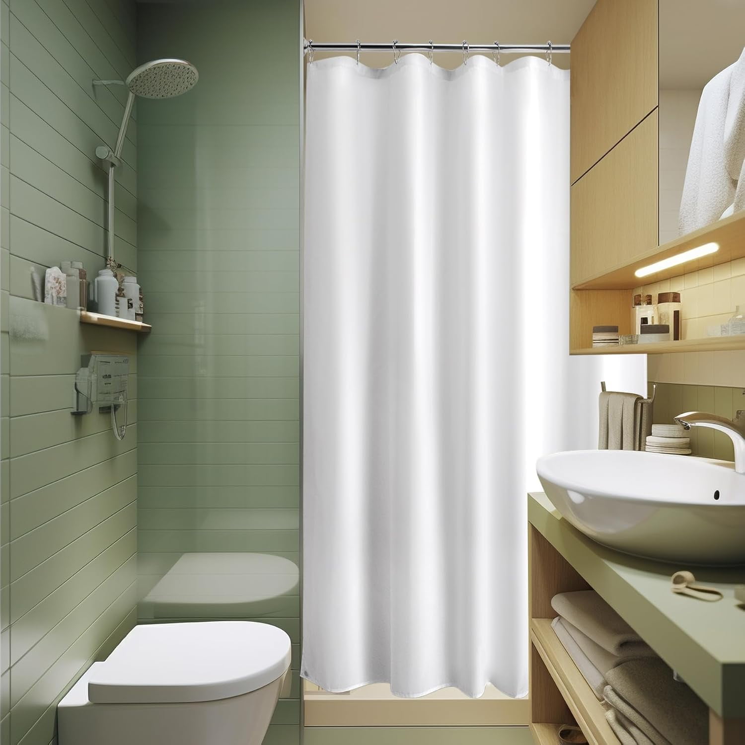 Titanker Long Stall Shower Curtain Liner Washable, 54x78 Inches, White ...