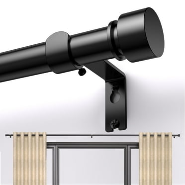 Titanock Black Curtain Rod 17 to 144 or 148 inch Max, 12.6ft, Thick Rod, Adjustable and Heavy Duty Curtain Rod for Windows 17 to 144 inch