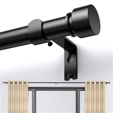 Titanock Black Curtain Rod 17 to 152 inch for Window 144 inch, Adjustable Heavy Duty Thick Matte Black Modern Long 12 ft