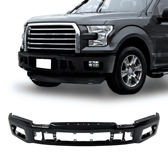 Titans Motors Front Bumper Face Bar Fits 20182020 Ford F-150 with Fog Light Holes Black Finish