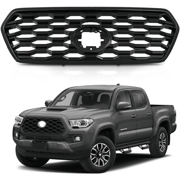 Titans Motors Front Bumper Grille Gloss Black Frame Compatible with 2016-2023 Toyota Tacoma