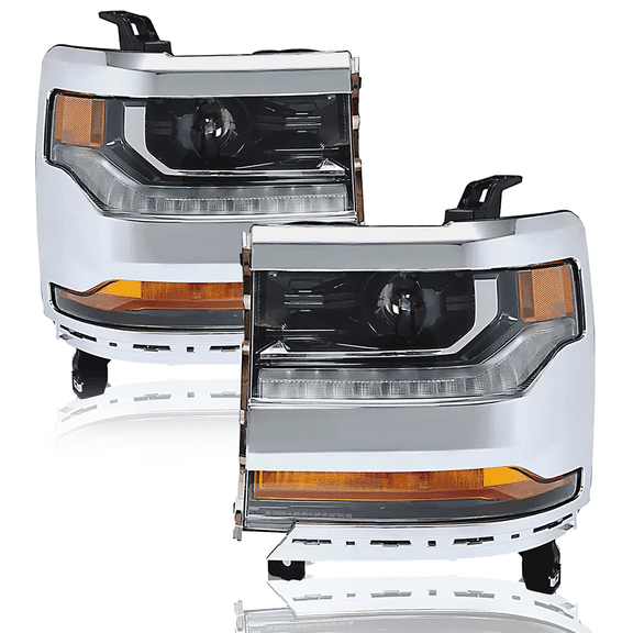 Titans Motors HID Xenon Projector Headlights with LED DRL for 20162018 Chevy Silverado 1500 Left and Right Sides
