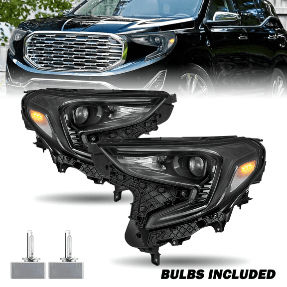 Titans Motors Headlights for 20182021 GMC Terrain HID Xenon with LED DRL Black Housing Pair Left and Right