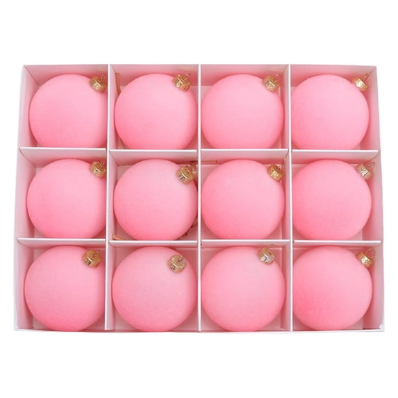 Titcea 12pc Christmas Tree Hanging Ball Decoration Velvet Christmas Balls Ornaments 2.4Inch Flocked Ornaments Vintage Shatterproof Christmas Balls for Xmas Party Holiday