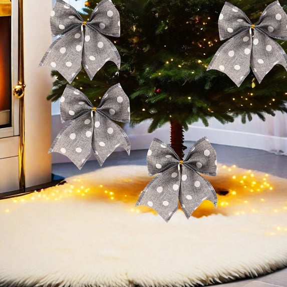 Titcea 4Pcs Bows for Christmas Tree, 5" Crafts Gift Velvet Ribbon Bows Tie Bows for Xmas Wreaths Garland Gift Wrapping Wedding Decor