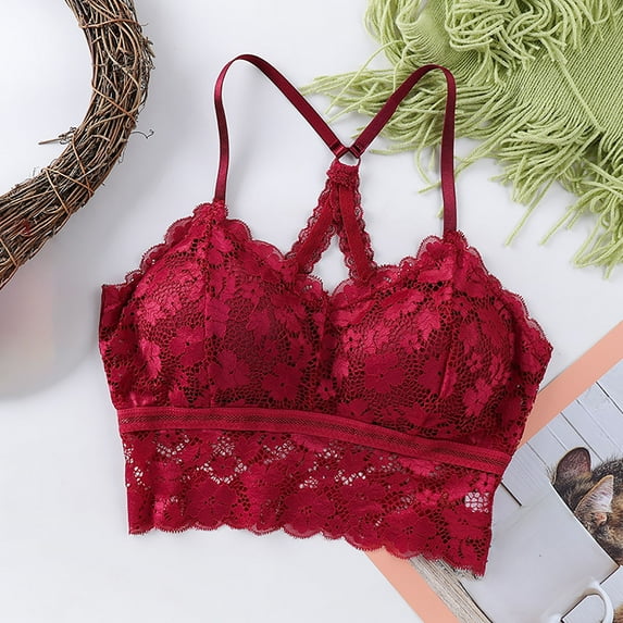 Titcea Bras for Women Lace Solid Color Lightweight Bralette with Pad Breathable Comfortable Daily Bra, Gifts for Her