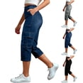thumbnail image 1 of Titcea Capri Jeans for Women High Waisted Skinny Stretchy Side Seam Straight Leg Denim Capris Pants with Pockets Daily Trendy Distressed Casual Pants, 1 of 6