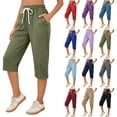 thumbnail image 1 of Titcea Capri Pants for Women Elastic High Waisted Loose Fit Drawstring Soft Workout Causal Lounge Pants Daily Lightweight Summer Capris with Side Pockets, 1 of 7
