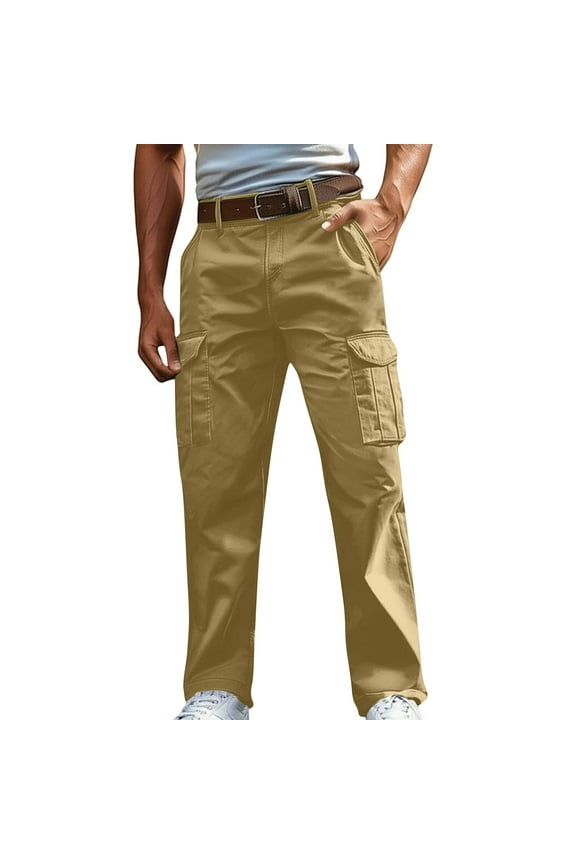 Cargo Pants for Men Solid Color Straight Muti Pockets Work Pants Loose Casual Outdoor Hiking Pants for All Season, S-4XL