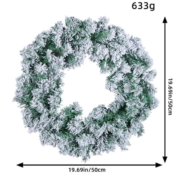 Fllostpr Christmas Decorations Indoor, Snow Covered Rattan Flocked Artificial Wreath, Winter Decor Outdoor, 20 Inch