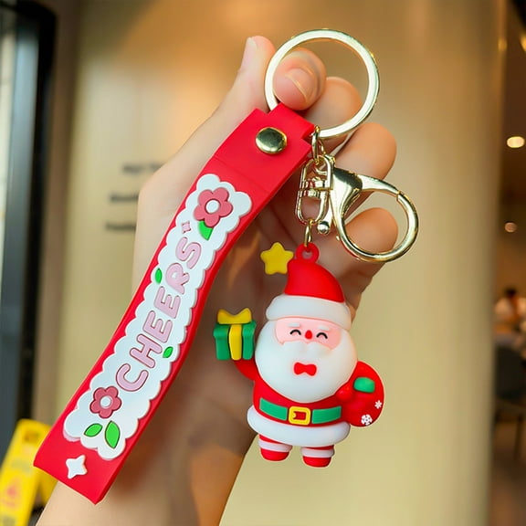 Titcea Christmas Keychain: Santa Claus Keychain, Cute Keyring for Women Handbag Car Key Purse Xmas Stockings Stuffer