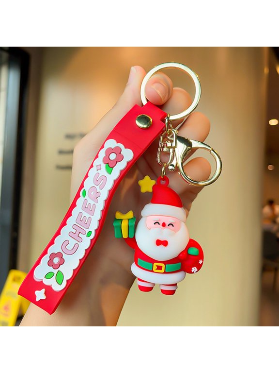 Christmas Keychain: Santa Claus Keychain, Cute Keyring for Women Handbag Car Key Purse Xmas Stockings Stuffer