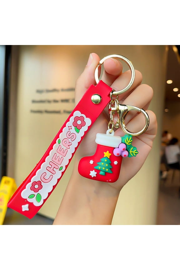Christmas Keychain: Santa Claus Keychain, Cute Keyring for Women Handbag Car Key Purse Xmas Stockings Stuffer