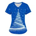 thumbnail image 1 of Titcea Christmas Scrub Tops Women Christmas Tree Printed Short Sleeved V Neck Nursing Uniforms with Pockets Lightweight Comfort Scrub Shirts, 1 of 3