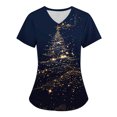 thumbnail image 1 of Titcea Christmas Scrub Tops Women Christmas Tree Printed Short Sleeved V Neck Nursing Uniforms with Pockets Lightweight Comfort Scrub Shirts, 1 of 1